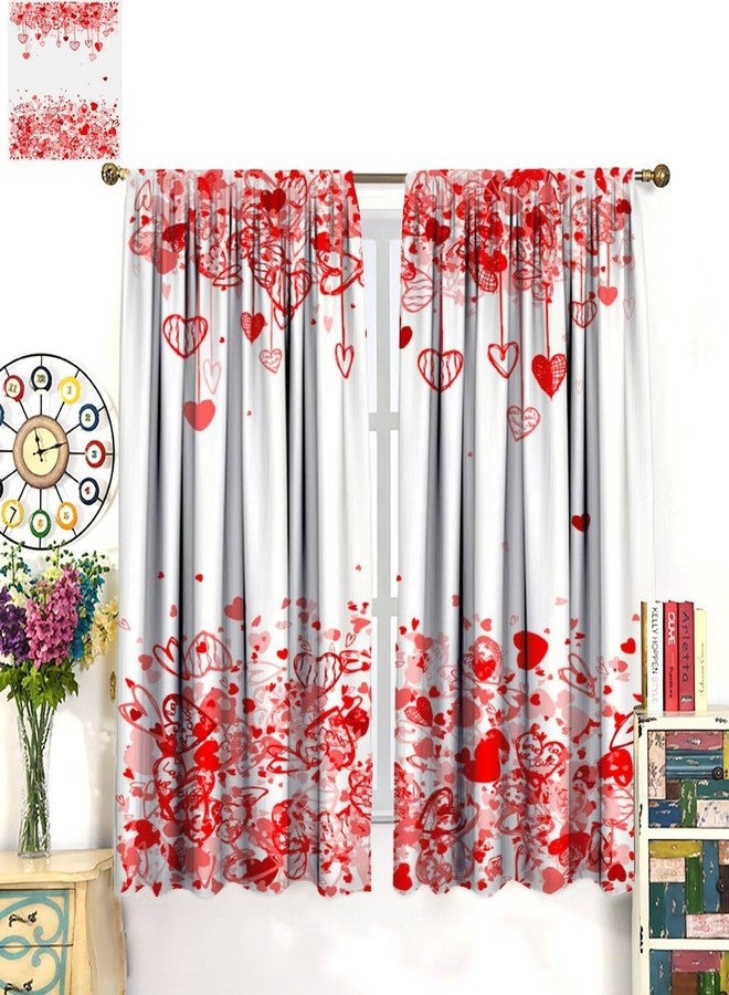 Kurtect Valentines Curtain,Pink Red Heart Abstract Art Girl Women Window Treatment Curtains for Bedroom Cafe Dining Room Office Living Room Kitchen Drapes, 42x45 in - Image 3